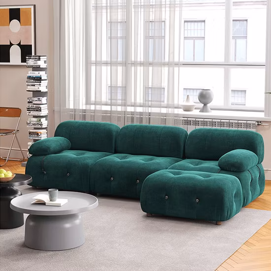 Wohnzimmermöbel Neues L-förmiges Ecksofa-Couch-Set Luxuriöses modernes weißes L-förmiges Sofa-Schnittsofa zum Selbermachen, getuftetes Sofa