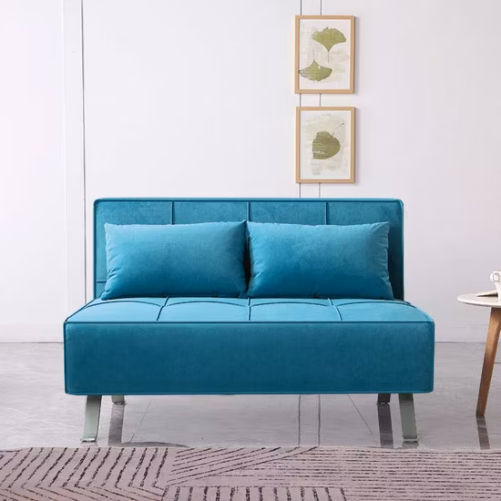 Living Room Sleeper Latest Design Functional Office Small Splace Folding 2 Seater Velvet Furniture Upholstered Fabric Sofa Bed