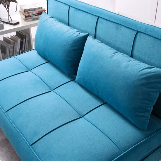 Wohnzimmer-Schlafsofa, neuestes Design, funktionales Büro, kleiner Platz, zusammenklappbares 2-Sitzer-Schlafsofa mit Samtmöbeln, gepolstertes Stoff-Schlafsofa