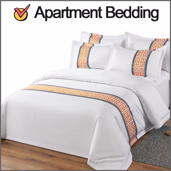 Luxuriöse Fünf-Sterne-Hotelwäsche, Fadenzahl 1000, Baumwollsatin, Bettlaken/Bettbezug für Einzel-/Doppelbett/Twin/Queen/Full-King-Size mit Logo, 4-teiliges Hotel-Bettwäsche-Set